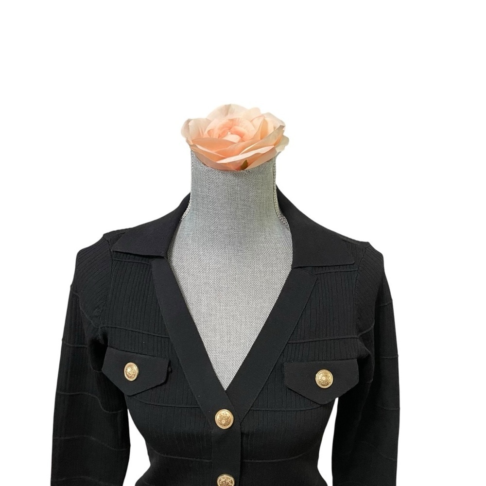 MAEVE By Anthropologie Collared Cardigan Sweater Women's Size XXS Black - Picture 6 of 13